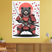Impression sur toile de l'ours samouraï étirée (Insitu(Salon))