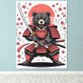 Impression sur toile de l'ours samouraï étirée (Insitu (Plancher de Bois))
