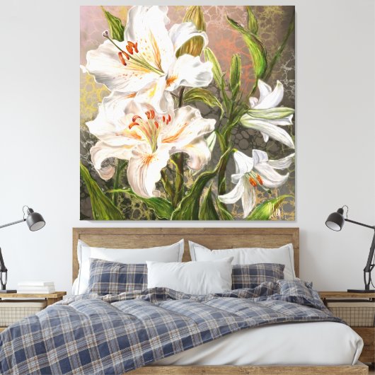 Impression sur toile de lys blancs (Insitu(Chambre))