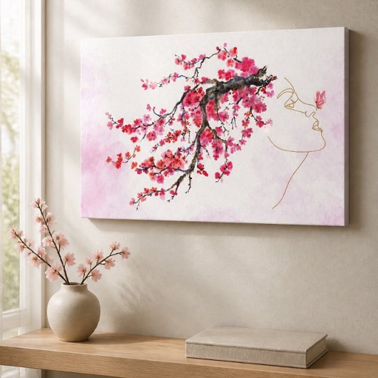 Impression sur toile de Mère aux fleurs de cerisie