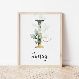Impression sur toile de monogramme de lettre I pou