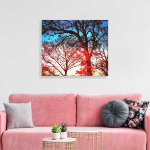 Impression sur toile de photo de chênes modernes
