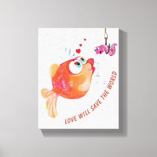 Impression sur toile de poissons et vers drôles (Recto)