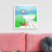 Impression sur toile de poulets drôles traversant  (Insitu(Salon))