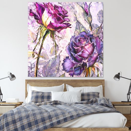 Impression sur toile de roses violettes (Insitu(Chambre))