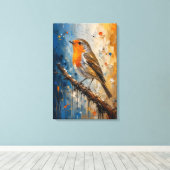 Impression sur toile de Rouge-gorge enflammé (Insitu (Plancher de Bois))