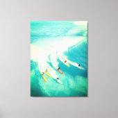 Impression sur toile de surfeurs sur une vague (Recto)