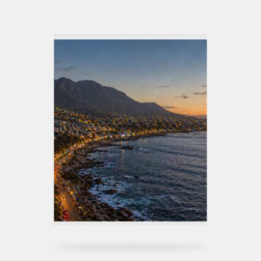 Impression sur toile de ville côtière au coucher d (Recto)