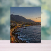 Impression sur toile de ville côtière au coucher d (Neutre)