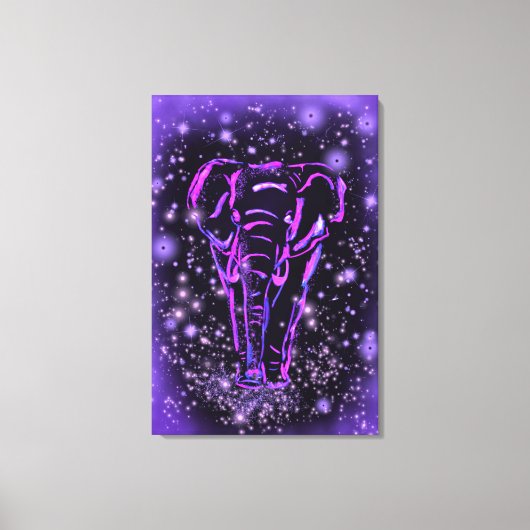 Impression sur toile d'éléphant Violet Rose Nuit é (Recto)