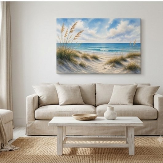 Impression sur toile d'herbe côtière | Océan Horiz