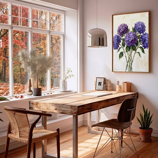 Impression sur toile d'hydrangea violet abstrait