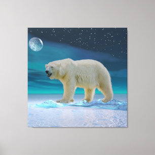 Impression sur toile d'ours polaire au clair de lu