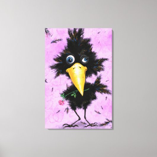 Impression sur toile drôle avec corbeau amoureux (Recto)