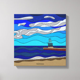 Impression sur toile du lac Michigan (12"x12")