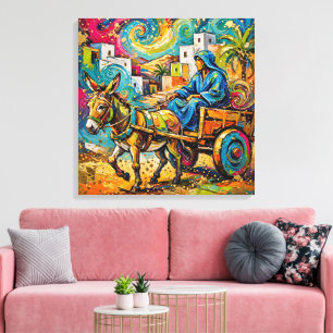 Impression sur toile du village marocain vibrant