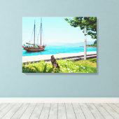 Impression sur toile d'un bateau sur le lac (Insitu (Plancher de Bois))