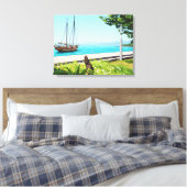 Impression sur toile d'un bateau sur le lac (Insitu(Chambre))