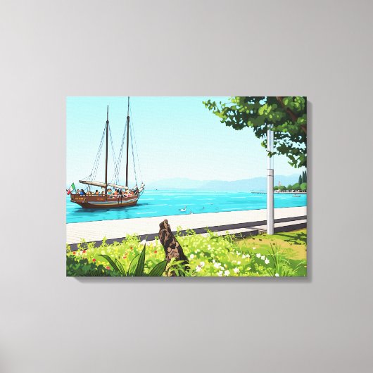 Impression sur toile d'un bateau sur le lac (Recto)