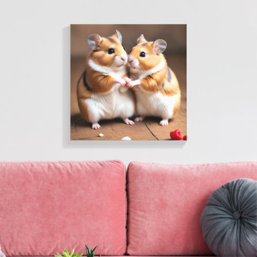 Impression sur toile d'un mignon couple de hamster (Insitu(Salon))
