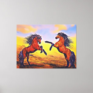 Impression sur toile d'une paire de chevaux