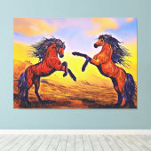Impression sur toile d'une paire de chevaux (Insitu (Plancher de Bois))