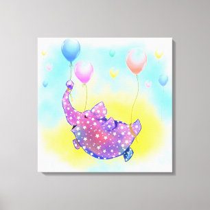 Impression sur toile Éléphant volant avec des ball