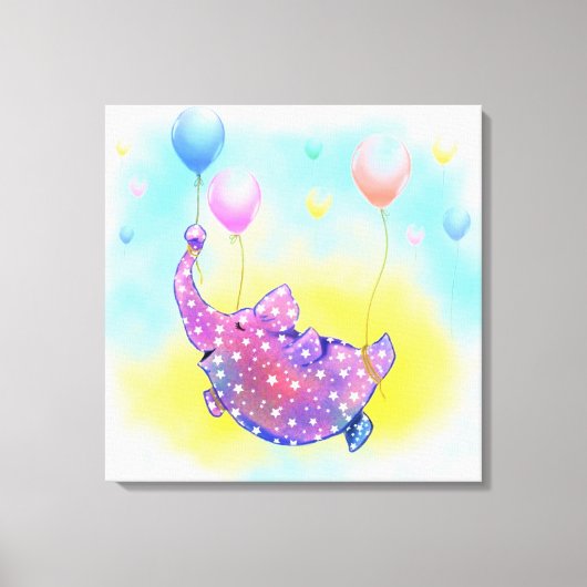 Impression sur toile Éléphant volant avec des ball (Recto)