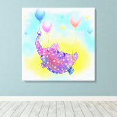 Impression sur toile Éléphant volant avec des ball (Insitu (Plancher de Bois))