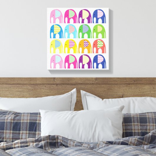 Impression sur toile - Éléphants multicolores (Insitu(Chambre))