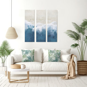 Impression sur toile en 3 panneaux de la plage aér