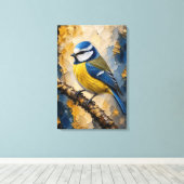Impression sur toile en impasto de luxe Mésange bl (Insitu (Plancher de Bois))