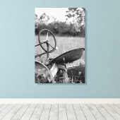 Impression sur toile en noir et blanc d'un tracteu (Insitu (Plancher de Bois))