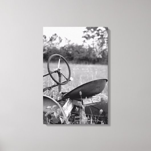 Impression sur toile en noir et blanc d'un tracteu (Recto)