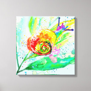 Impression sur toile Escargot Arc-en-ciel - Peintu