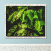 Impression sur toile étendue de feuilles vertes en (Insitu (Plancher de Bois))