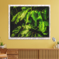 Impression sur toile étendue de feuilles vertes en