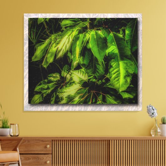 Impression sur toile étendue de feuilles vertes en (Insitu(Salon))