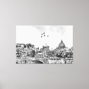 Impression sur toile étendue de paysage urbain gri