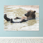 Impression sur toile étendue d'OURS GRIZZLI (Insitu (Plancher de Bois))