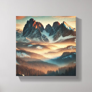 Impression sur toile étendue Montagne Brumeuse Art