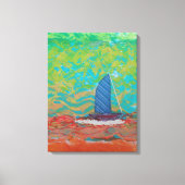 Impression sur toile étendue rayée bleue voile (Recto)