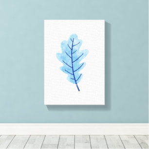 Impression sur toile étirée Belle feuille bleue