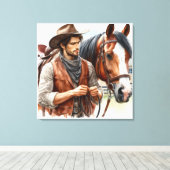 Impression sur toile étirée de cow-boy occidental  (Insitu (Plancher de Bois))