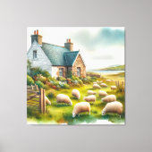 Impression sur toile étirée de ferme avec moutons (Recto)