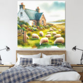 Impression sur toile étirée de ferme avec moutons (Insitu(Chambre))
