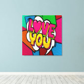 Impression sur toile étirée « LOVE YOU » (Insitu (Plancher de Bois))