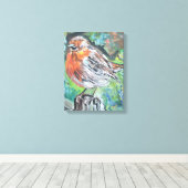 Impression sur toile expressionniste du Rouge-gorg (Insitu (Plancher de Bois))