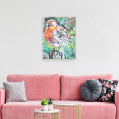 Impression sur toile expressionniste du Rouge-gorg (Insitu(Salon))