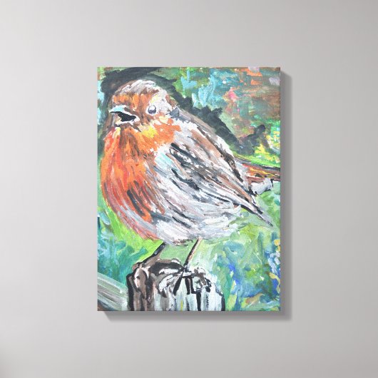 Impression sur toile expressionniste du Rouge-gorg (Recto)